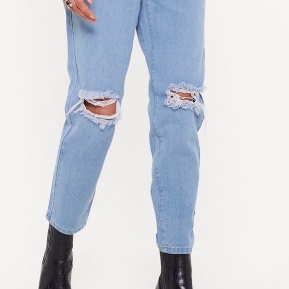 High Waisted Distressed Mom Jeans - Picture 2 of 4